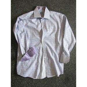 English Laundry Dress Shirt Mens 16 32/33 Purple Check Long Sleeve Button Front